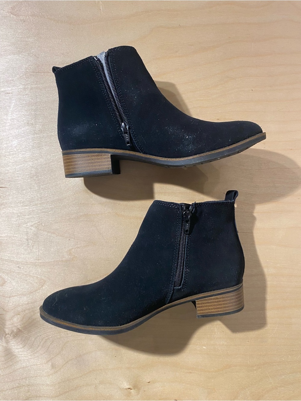 White Mountain Black Suede Ankle Boots with Low Stacked Heel 7